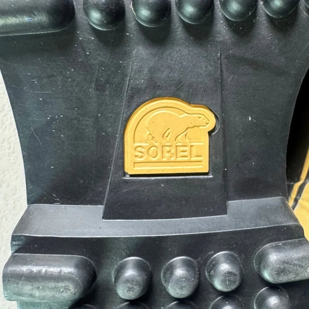 Sorel Caribou Mens Waterproof Winter Snow Pac Boots Buff Black Leather Rubber 10